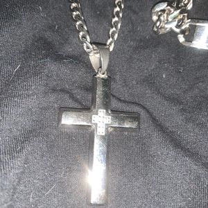 Men’s sterling silver cross bracelet and knecklace